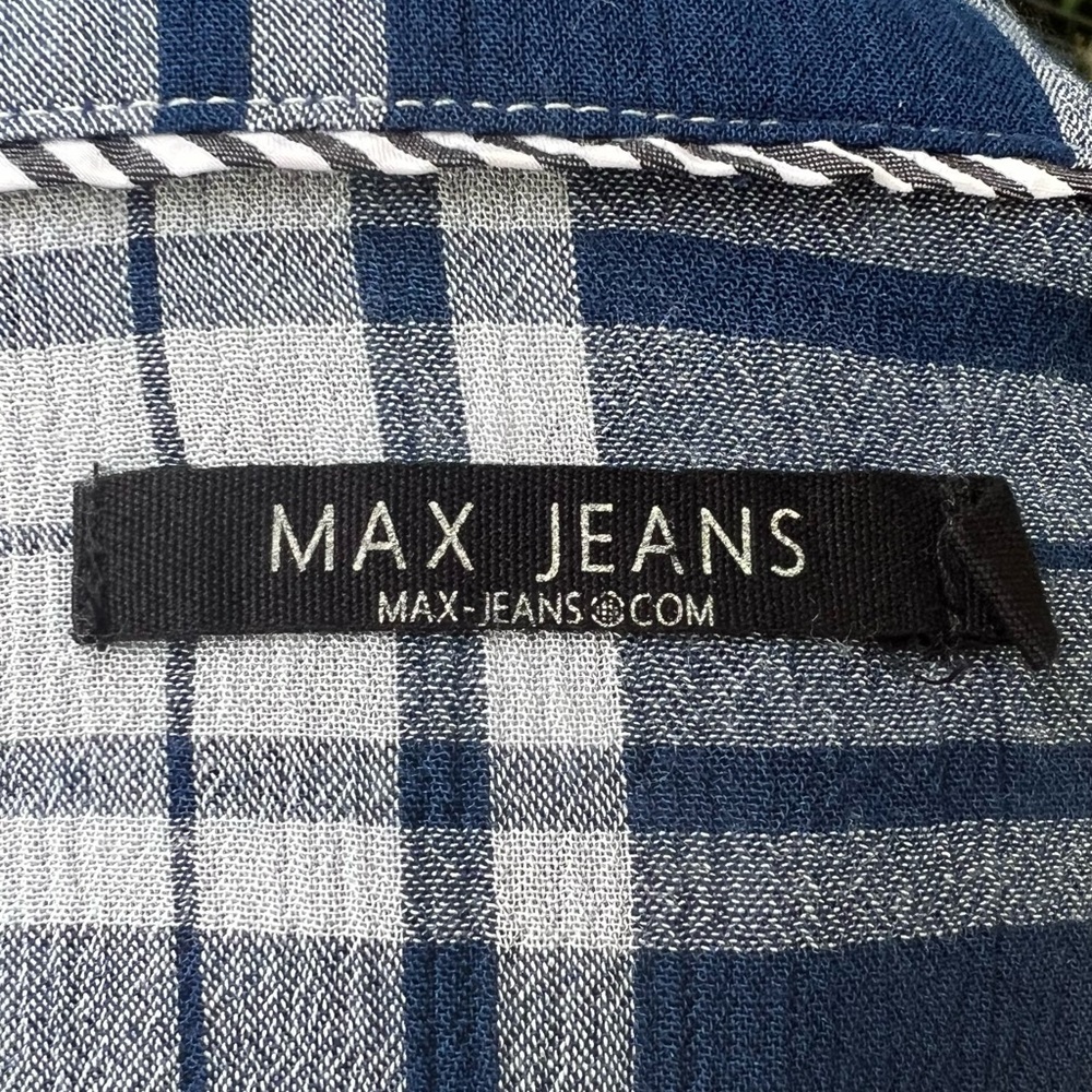 Max Jeans Blue Sleeveless Button Shirt Medisum M - Picture 6 of 9